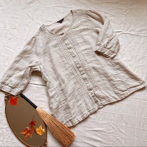 Lands End Linen Tunic Blouse